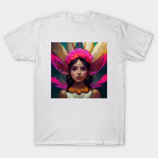 Beautiful ethnic mexican fairy painting in pink T-Shirt